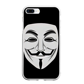 Чехол для iPhone 7Plus/8 Plus матовый с принтом Guy Fawkes , Силикон | Область печати: задняя сторона чехла, без боковых панелей | белый | бородка | гай фокс | лицо | маска | усы | черный