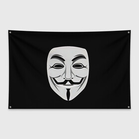 Флаг-баннер с принтом Guy Fawkes , 100% полиэстер | размер 67 х 109 см, плотность ткани — 95 г/м2; по краям флага есть четыре люверса для крепления | белый | бородка | гай фокс | лицо | маска | усы | черный