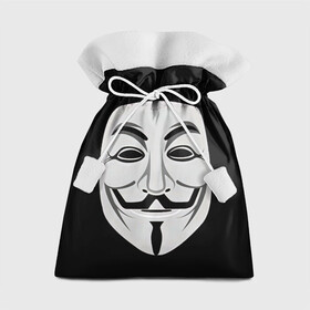 Подарочный 3D мешок с принтом Guy Fawkes , 100% полиэстер | Размер: 29*39 см | Тематика изображения на принте: белый | бородка | гай фокс | лицо | маска | усы | черный