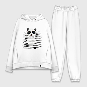 Женский костюм хлопок Oversize с принтом МАЛЫШ ПАНДА ,  |  | baby | bear | china | honey | little | panda | sweet | texture | иллюзия | китай | малыш | медведь | милый | мишка | няшка | панда | текстуры