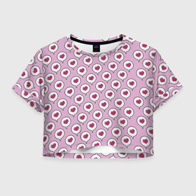Женская футболка Crop-top 3D с принтом Сердечки в облачках , 100% полиэстер | круглая горловина, длина футболки до линии талии, рукава с отворотами | день влюбленных | день святого валентина | любовь | облачко | сердечко | сердце | сообщение