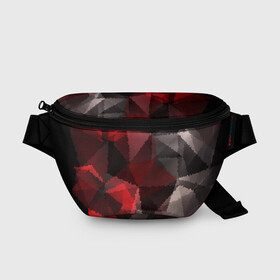 Поясная сумка 3D с принтом Серо-красная абстракция  , 100% полиэстер | плотная ткань, ремень с регулируемой длиной, внутри несколько карманов для мелочей, основное отделение и карман с обратной стороны сумки застегиваются на молнию | абстрактный | красный | креативный | модный | мозаичный узор | серый | текстура