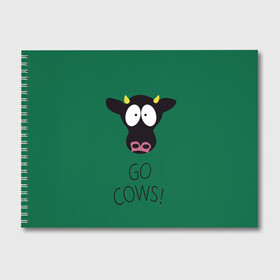 Альбом для рисования с принтом Go Cows , 100% бумага
 | матовая бумага, плотность 200 мг. | Тематика изображения на принте: cow | south park | sport | коровы | мульт | мультфильм | спорт | южный парк