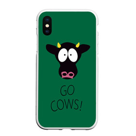 Чехол для iPhone XS Max матовый с принтом Go Cows , Силикон | Область печати: задняя сторона чехла, без боковых панелей | cow | south park | sport | коровы | мульт | мультфильм | спорт | южный парк