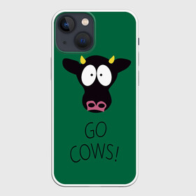 Чехол для iPhone 13 mini с принтом Go Cows ,  |  | cow | south park | sport | коровы | мульт | мультфильм | спорт | южный парк