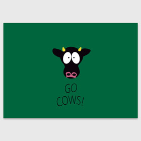 Поздравительная открытка с принтом Go Cows , 100% бумага | плотность бумаги 280 г/м2, матовая, на обратной стороне линовка и место для марки
 | cow | south park | sport | коровы | мульт | мультфильм | спорт | южный парк