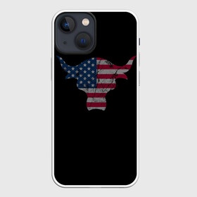 Чехол для iPhone 13 mini с принтом The Bull ,  |  | америка | белый | бык | звёзды | красный | полоски | рога | флаг
