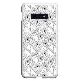 Чехол для Samsung S10E с принтом Скетч. Цветы орхидеи , Силикон | Область печати: задняя сторона чехла, без боковых панелей | модный | монохромный | набросок | орхидея | рисунок | скетч | цветочный | цветы | черно белый