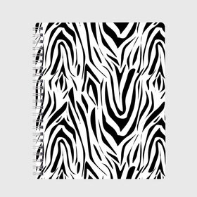 Тетрадь с принтом Черно-белая зебра , 100% бумага | 48 листов, плотность листов — 60 г/м2, плотность картонной обложки — 250 г/м2. Листы скреплены сбоку удобной пружинной спиралью. Уголки страниц и обложки скругленные. Цвет линий — светло-серый
 | Тематика изображения на принте: зебра | модный | молодежный | популярный | современный | тигровый | тренд | черно белый