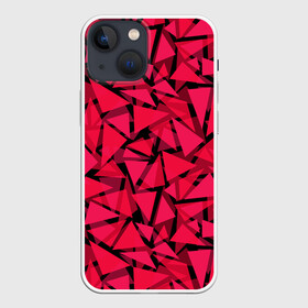 Чехол для iPhone 13 mini с принтом Красно черный полигональный ,  |  | абстрактный | алый | геометрический | детский | красный | молодежный | современный | текстура | треугольники | узор