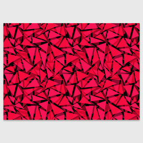 Поздравительная открытка с принтом Красно-черный полигональный , 100% бумага | плотность бумаги 280 г/м2, матовая, на обратной стороне линовка и место для марки
 | Тематика изображения на принте: абстрактный | алый | геометрический | детский | красный | молодежный | современный | текстура | треугольники | узор