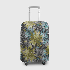 Чехол для чемодана 3D с принтом Черно оливковый цветочный  , 86% полиэфир, 14% спандекс | двустороннее нанесение принта, прорези для ручек и колес | абстрактный | детский | молодежный | популярный | современный | текстура | узор | цветочный
