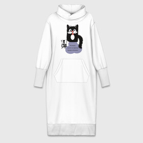 Платье удлиненное хлопок с принтом Кот Бегемот ,  |  | звери | кошка | надпись | примус | цитаты булгакова | юмор