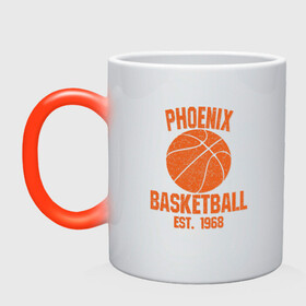 Кружка хамелеон с принтом Phoenix Basketball , керамика | меняет цвет при нагревании, емкость 330 мл | Тематика изображения на принте: basketball | mvp | nba | phoenix | sport | streetball | suns | аризона | баскетбол | игра | крис пол | мяч | нба | санс | спорт | стритбол | тренер | финикс | чемпион