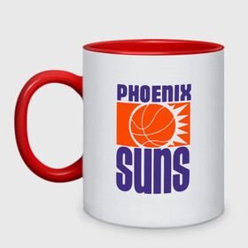 Кружка двухцветная с принтом Phoenix Suns , керамика | объем — 330 мл, диаметр — 80 мм. Цветная ручка и кайма сверху, в некоторых цветах — вся внутренняя часть | basketball | mvp | nba | phoenix | sport | streetball | suns | аризона | баскетбол | игра | крис пол | мяч | нба | санс | спорт | стритбол | тренер | финикс | чемпион