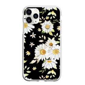 Чехол для iPhone 11 Pro Max матовый с принтом Ромашки на черном фоне , Силикон |  | девушкам | девушке | природа | ромахи | ромашки | рошамшка | цветочки | цветы