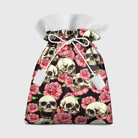 Подарочный 3D мешок с принтом Черепа и цветы , 100% полиэстер | Размер: 29*39 см | flowers | skull | кости | кость | розы | скул | скулл | текстура | цветы | череп | черепа