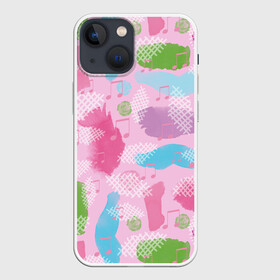 Чехол для iPhone 13 mini с принтом Абстракция с нотами ,  |  | абстракционизм | абстракция | акварель | акварельные мазки | акварельные пятна | акварельный | веселый | геометрический | геометрия | мазки | мазки краски | музыка | музыкальный | нотки | ноты