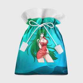 Подарочный 3D мешок с принтом Девушка зеленые волосы 18+ , 100% полиэстер | Размер: 29*39 см | Тематика изображения на принте: аниме | анимешная | вайфу | девочка | девушка | зеленые волосы | кавайная | милая | тян