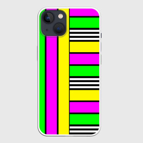 Чехол для iPhone 13 с принтом полосатый неоновый модный узор ,  |  | желтый неоновый | молодежный | неон | неоновый | неоновый зеленый | полосатый | разноцветный | розовый неоновый