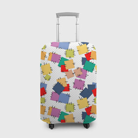 Чехол для чемодана 3D с принтом Ретро  узор-заплатки.  , 86% полиэфир, 14% спандекс | двустороннее нанесение принта, прорези для ручек и колес | деревенский | детский | для малышей | заплатки | пэчворк | разноцветный узор | ретро