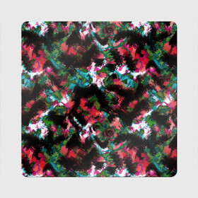 Магнит виниловый Квадрат с принтом Гранжевый абстрактный узор , полимерный материал с магнитным слоем | размер 9*9 см, закругленные углы | абстрактный | гранж | красно малиновый | пестрый | пятна | размытый узор | современный | темный | черный