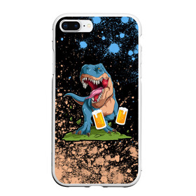 Чехол для iPhone 7Plus/8 Plus матовый с принтом Пивозавр - Краска , Силикон | Область печати: задняя сторона чехла, без боковых панелей | Тематика изображения на принте: dinosaur | pivo | pivozavr | взрыв | динозавр | краска | прикол