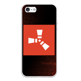 Чехол для iPhone 5/5S матовый с принтом РАСТ - Глитч , Силикон | Область печати: задняя сторона чехла, без боковых панелей | facepunch | game | games | logo | rust | shooter | survival | выживание | глитч | игра | раст