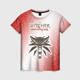 Женская футболка 3D с принтом The Witcher Monster Slayer - Noise , 100% полиэфир ( синтетическое хлопкоподобное полотно) | прямой крой, круглый вырез горловины, длина до линии бедер | game | games | hunt | logo | monster | slayer | the | wild | witcher | ведьмак | дикая | игра | игры | лого | охота | охотник на монстров | шум