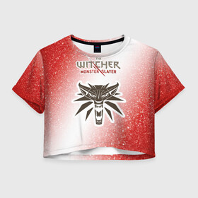 Женская футболка Crop-top 3D с принтом The Witcher Monster Slayer - Noise , 100% полиэстер | круглая горловина, длина футболки до линии талии, рукава с отворотами | game | games | hunt | logo | monster | slayer | the | wild | witcher | ведьмак | дикая | игра | игры | лого | охота | охотник на монстров | шум