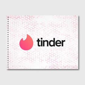 Альбом для рисования с принтом Tinder - Honeycomb , 100% бумага
 | матовая бумага, плотность 200 мг. | app | application | fire | logo | symbol | tinder | знакомства | лого | любовь | огонек | приложение | символ | соты | тиндер