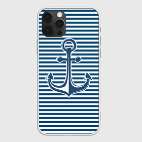 Чехол для iPhone 12 Pro Max с принтом Тельняшка с якорем , Силикон |  | anchor | marine | vest | vest with anchor | морская | тельняшка | тельняшка с якорем | якорь