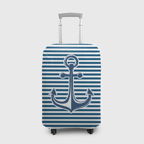 Чехол для чемодана 3D с принтом Тельняшка с якорем , 86% полиэфир, 14% спандекс | двустороннее нанесение принта, прорези для ручек и колес | anchor | marine | vest | vest with anchor | морская | тельняшка | тельняшка с якорем | якорь