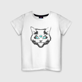 Детская футболка хлопок с принтом Angry Cat , 100% хлопок | круглый вырез горловины, полуприлегающий силуэт, длина до линии бедер | animal | cat | cute | kitty | meow | друг | животные | киска | кися | китти | кот | котенок | котик | котэ | кошечка | кошка | мур | мяу | питомец