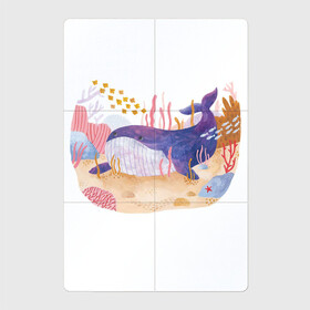 Магнитный плакат 2Х3 с принтом Отдыхающий кит , Полимерный материал с магнитным слоем | 6 деталей размером 9*9 см | арт | звезда | кит | кораллы | море | морская звезда | океан | песок | природа | рисунок | рыба | рыбки | рыбы | синий кит
