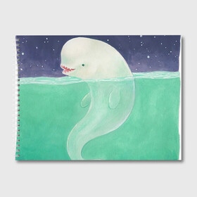 Альбом для рисования с принтом Белуха , 100% бумага
 | матовая бумага, плотность 200 мг. | арт | белуха | звезда | звёзды | море | ночное небо | ночь | океан | природа | рисунок