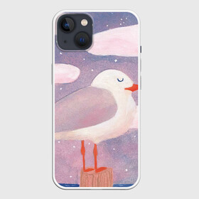 Чехол для iPhone 13 с принтом Отдыхающая чайка ,  |  | Тематика изображения на принте: арт | закат | звезда | звёздное небо | звёзды | небо | ночное небо | облака | облако | природа | птица | рисунок | сон | чайка