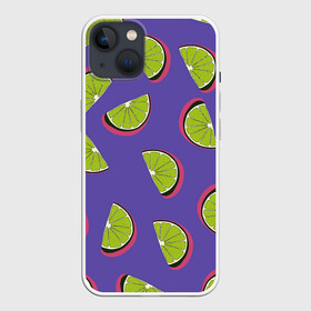 Чехол для iPhone 13 с принтом Лаймы ,  |  | зелёная | лайм | фиолетовая | фрукты | цитрус