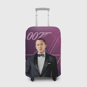 Чехол для чемодана 3D с принтом агент 007 Джеймс Бонд , 86% полиэфир, 14% спандекс | двустороннее нанесение принта, прорези для ручек и колес | 007 | bond | james bond | no time to die | бонд | джеймс бонд | кино | не время умирать