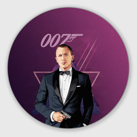 Коврик для мышки круглый с принтом агент 007 Джеймс Бонд , резина и полиэстер | круглая форма, изображение наносится на всю лицевую часть | 007 | bond | james bond | no time to die | бонд | джеймс бонд | кино | не время умирать