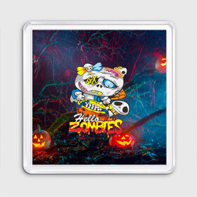 Магнит 55*55 с принтом Hello Zombies , Пластик | Размер: 65*65 мм; Размер печати: 55*55 мм | hello kitty | hello zombies | зомбак | зомби | китти | ужасы | хеллоуин | хэллоуин