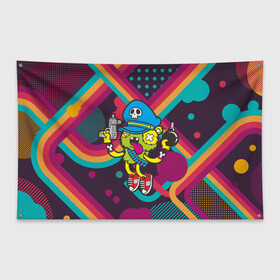 Флаг-баннер с принтом Crazy Bomberman , 100% полиэстер | размер 67 х 109 см, плотность ткани — 95 г/м2; по краям флага есть четыре люверса для крепления | Тематика изображения на принте: bomberman | crazy | бомба | бомбермен | бомбермэн | оружие