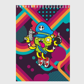 Скетчбук с принтом Crazy Bomberman , 100% бумага
 | 48 листов, плотность листов — 100 г/м2, плотность картонной обложки — 250 г/м2. Листы скреплены сверху удобной пружинной спиралью | Тематика изображения на принте: bomberman | crazy | бомба | бомбермен | бомбермэн | оружие