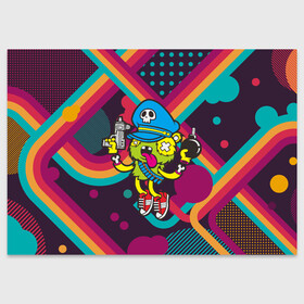 Поздравительная открытка с принтом Crazy Bomberman , 100% бумага | плотность бумаги 280 г/м2, матовая, на обратной стороне линовка и место для марки
 | Тематика изображения на принте: bomberman | crazy | бомба | бомбермен | бомбермэн | оружие