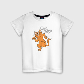 Детская футболка хлопок с принтом Танец рыжего кота , 100% хлопок | круглый вырез горловины, полуприлегающий силуэт, длина до линии бедер | cat | cat art | звери | котик | коты | кошки | рыжий кот | танец