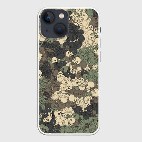 Чехол для iPhone 13 mini с принтом Камуфляжный рисунок из черепов ,  |  | камо | камуфляж | милитари | паттерн | хаки | череп.скелет