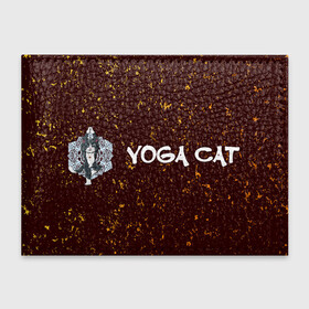 Обложка для студенческого билета с принтом Кошачья Йога - Гранж , натуральная кожа | Размер: 11*8 см; Печать на всей внешней стороне | Тематика изображения на принте: cat | cats | yoga | гранж | дзен | инь | йога | кот | коты | кошачья | кошка | кошки | намасте | практика | расслабление | хамса | янь