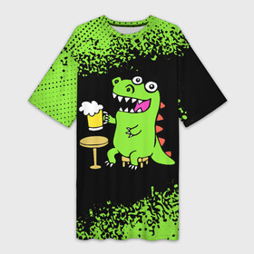 Платье-футболка 3D с принтом Пивозавр   Краска ,  |  | dinosaur | pivo | pivozavr | динозавр | краска | прикол | спрей