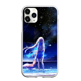 Чехол для iPhone 11 Pro Max матовый с принтом Animegirl Night Sea , Силикон |  | аниме девушка | градиент | девочка | звезды | луна | море | на каждый день | небо | облака | океан | персонаж | синее | синий