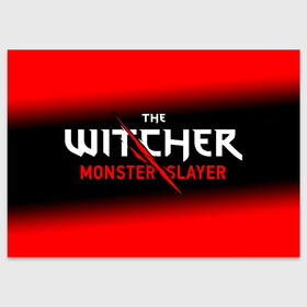 Поздравительная открытка с принтом The Witcher Monster Slayer - Gradient , 100% бумага | плотность бумаги 280 г/м2, матовая, на обратной стороне линовка и место для марки
 | game | games | hunt | logo | monster | slayer | the | wild | witcher | ведьмак | градиент | дикая | игра | игры | лого | охота | охотник на монстров
